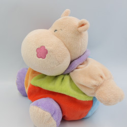 Doudou Hippopotame bleu vert rouge mauve PLAYKIDS