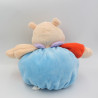 Doudou Hippopotame bleu vert rouge mauve PLAYKIDS