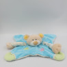 Doudou plat ours bleu vert rayures NATTOU