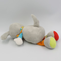 Doudou chien gris rouge vert orange bleu TIGEX