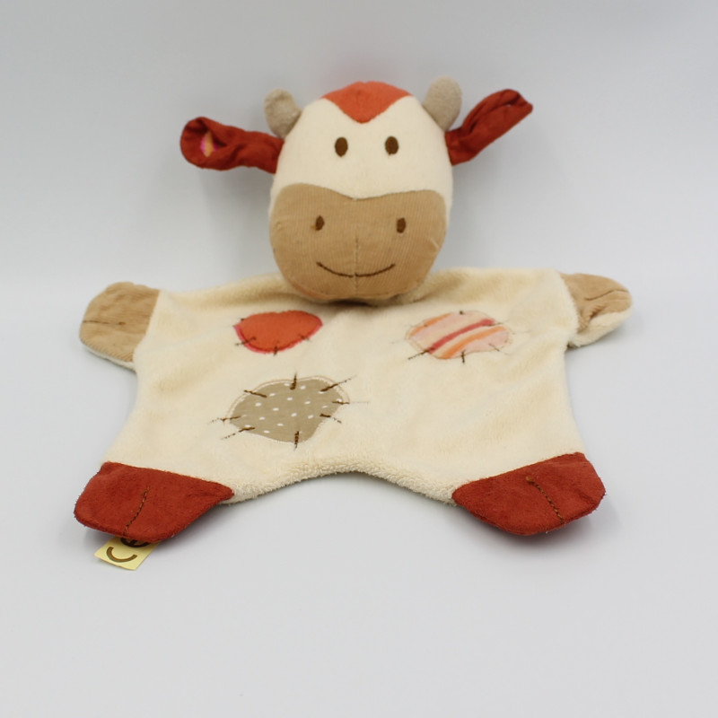 Doudou plat vache écru beige rouge NATURE ET DECOUVERTE