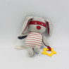 Doudou lapin gris rouge bleu masque étoile TAPE A L'O