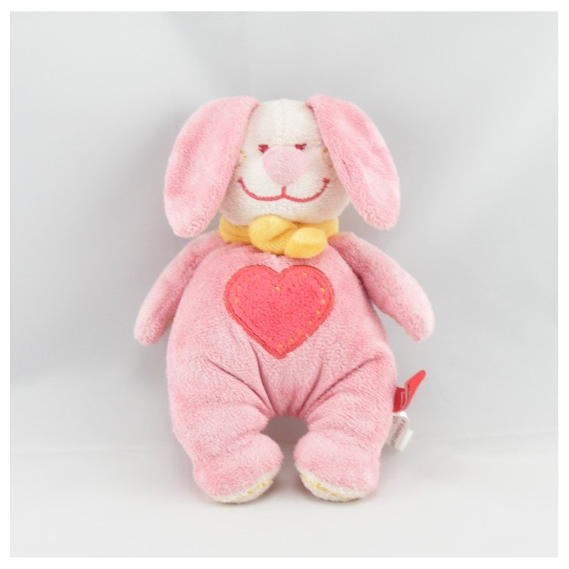 Doudou lapin rose coeur TEX NEUF