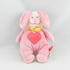 Doudou lapin rose coeur TEX NEUF