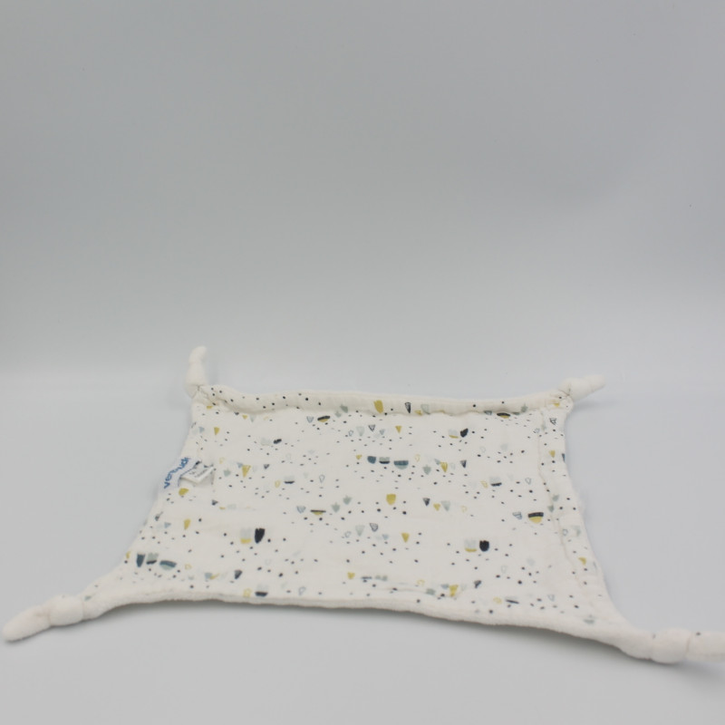 Doudou plat carré blanc sapins VERTBAUDET