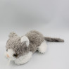 Peluche chat gris blanc