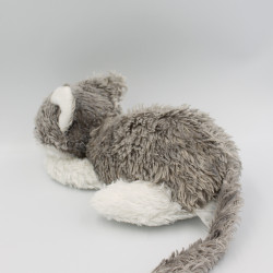 Peluche chat gris blanc