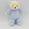 Doudou ours blanc bleu col vichy