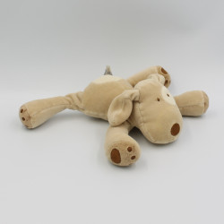 Doudou chien couché beige cocard OBAIBI