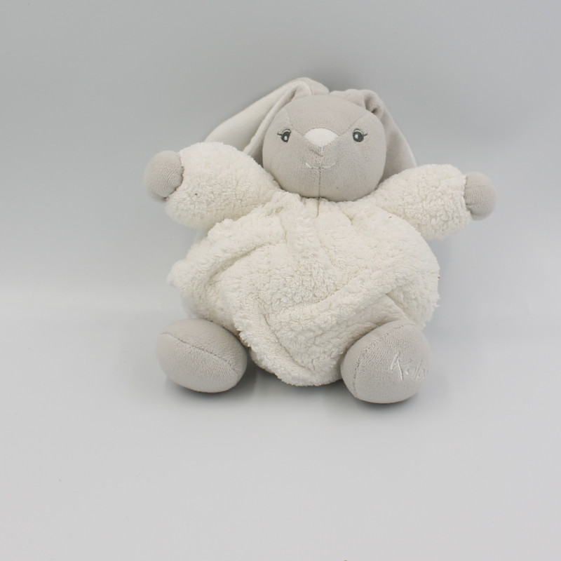 Doudou lapin plume gris blanc KALOO