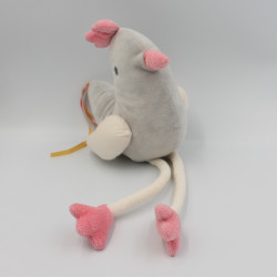 Doudou poule grise rose blanche OKAIDI