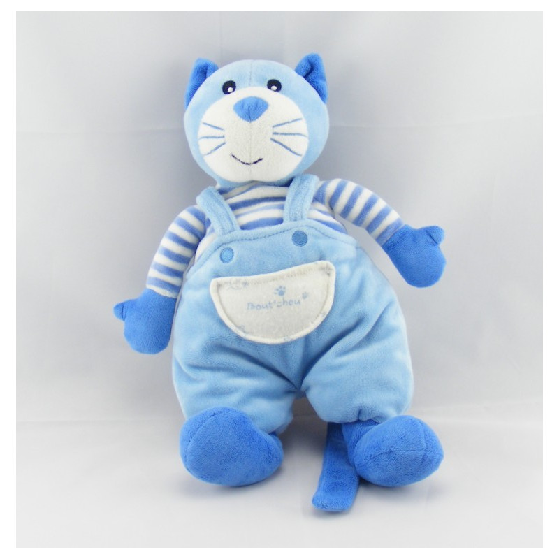 Doudou chat rayé bleu BOUT'CHOU BOUTCHOU