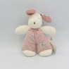 Doudou peluche chien blanc rayé rouge SILKE 