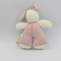 Doudou peluche chien blanc rayé rouge SILKE 