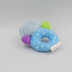 Doudou hochet éléphant bleu vert ESPA INTERCOMMERCE