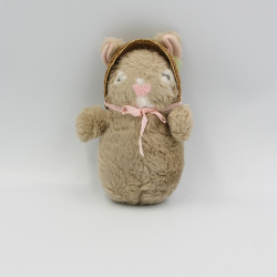 Ancienne peluche lapin marron chapeu en paille SEKIGUCHI