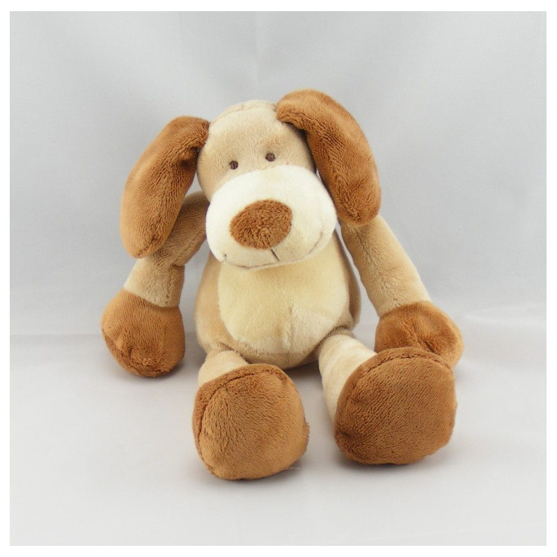 Doudou chien beige marron NICOTOY 22 cm 