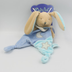 Doudou plat luminescent lapin bleu étoile lune BABY NAT NEUF