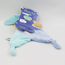 Doudou plat luminescent lapin bleu étoile lune BABY NAT NEUF