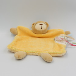 Doudou plat ours orange fleur rubans Que du Bonheur KALOO