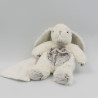Doudou Lapin blanc gris beige Les Flocons mouchoir Baby nat