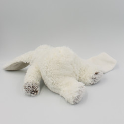 Doudou Lapin blanc gris beige Les Flocons mouchoir Baby nat