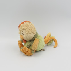 Doudou oiseau poule coq vert beige orange BUKOWSKI