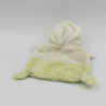 Doudou plat ours déguisé en lapin vert blanc GRAIN DE BLE