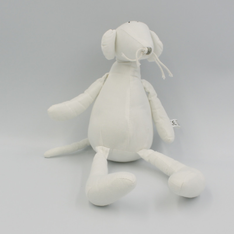 Doudou souris blanche tissu Oscar J-LINE