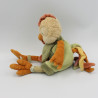 Doudou oiseau poule coq vert beige orange BUKOWSKI