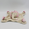 Doudou plat éléphant beige rose PREMAMAN
