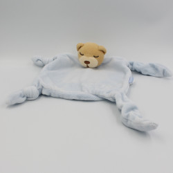 Doudou plat noeud ours endormi bleu enfants KALOO