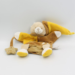 Doudou et compagnie plat marionnette ours marron jaune Biscuit