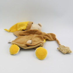Doudou et compagnie plat marionnette ours marron jaune Biscuit