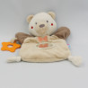 Doudou plat ours beige blanc marron miroir SUCRE D'ORGE