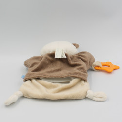 Doudou plat ours beige blanc marron miroir SUCRE D'ORGE