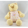 Doudou chat ours jaune rose fleurs AMTOYS BENGY