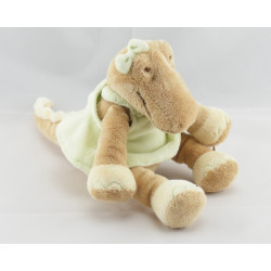 Grand doudou crocodile Odile robe verte NOUKIE'S