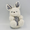 Doudou lapin blanc bleu rayé TARTINE ET CHOCOLAT
