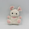 Ancienne peluche lapin blanc rose carreaux HELEN