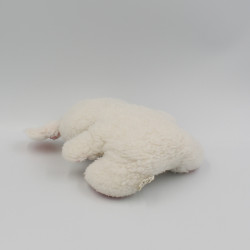 Ancienne peluche lapin blanc rose carreaux HELEN