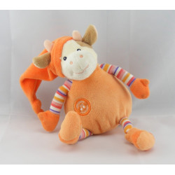 Doudou plat vache orange blanc pattes empreintes GIPSY