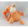 Doudou plat vache orange blanc pattes empreintes GIPSY