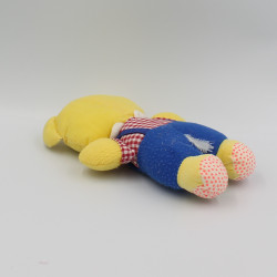 Ancienne peluche ours jaune rouge bleu salopette