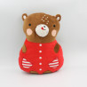 Doudou peluche livre ours marron rouge YOYO EDITIONS 