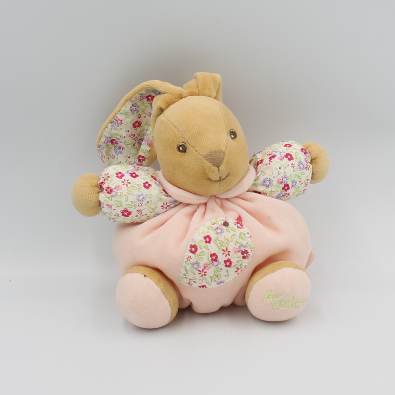 Doudou lapin rose fleurs oiseau KALOO