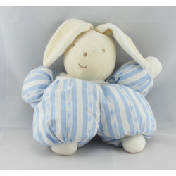 Doudou lapin blanc rayé bleu TARTINE ET CHOCOLAT