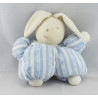 Doudou lapin blanc rayé bleu TARTINE ET CHOCOLAT