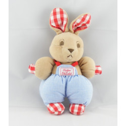 Doudou lapin bleu carreaux rouge TARTINE ET CHOCOLAT