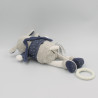 Doudou musical mouton bleu gris blanc étoiles Merlin SAUTHON